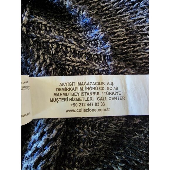 Men's Sweater Knit Hoodie Pullover Long Sleeve Blue and Grey Small - Picture 4 of 7